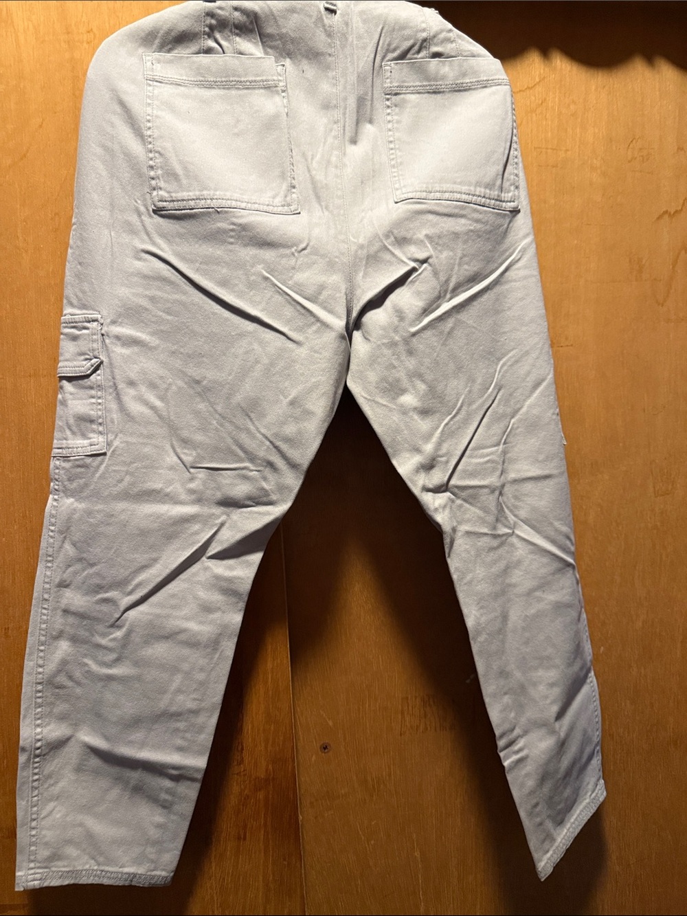 Woman Light Gray Cargo Pants -vintage, slim Versatile Everyday Style